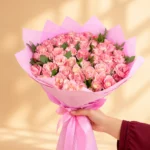 100 pink roses bouquet with beautiful pink wrapping