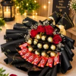 Chocolate Rose Bouquet with KitKat, Ferrero Rocher and red roses