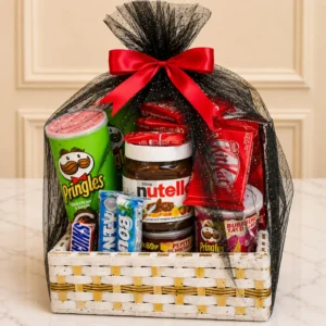 Chips and chocolates gift basket with snacks and chocolates in Pakistan